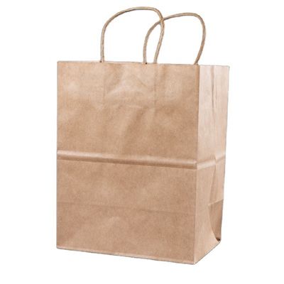 Personalisieren Sie Ihr eigenes Logo Flexo-gedruckte Patch-Griff Kraftpapier-Tasche zum Mitnehmen für Fast Food