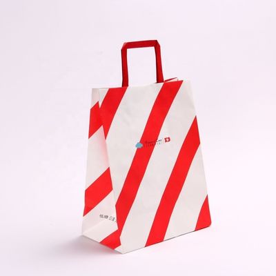 Personalisieren Sie Ihr eigenes Logo Flexo-gedruckte Patch-Griff Kraftpapier-Tasche zum Mitnehmen für Fast Food