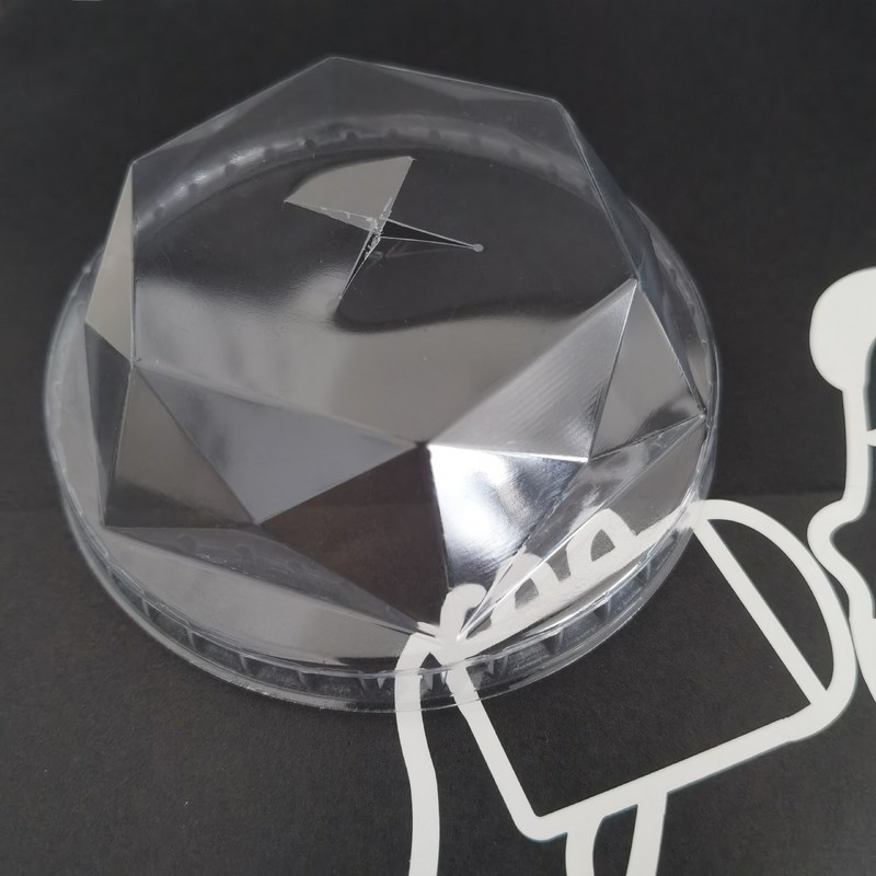 Bereitstellung freier PET/RPET-Plastik-Flachkuppel-Diamant-Einsatzdeckel für kalte Getränke