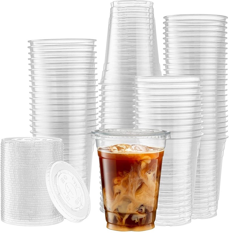 Klares PET-Stoff mit Kuppeldeckel 12oz 16oz 20oz