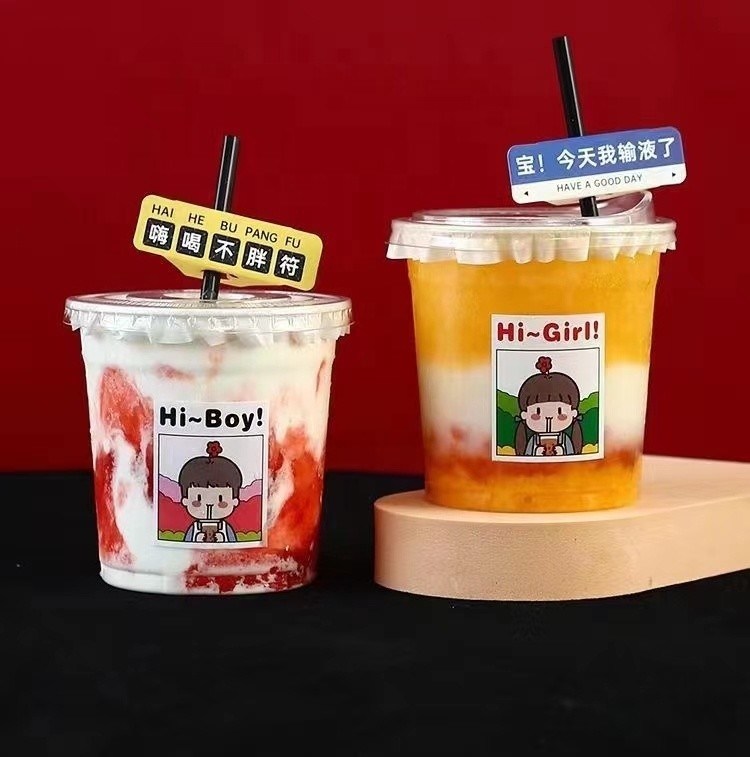 12 oz klare PET-RPET Einweg-Kunststoffbecher mit Deckel
